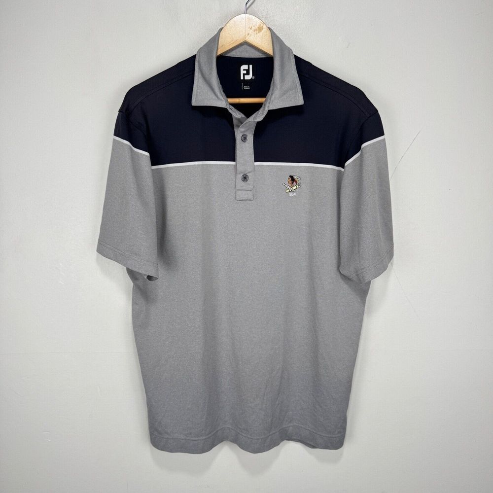 FootJoy Performance Polo Shirt Men Medium Navy‎ Gray Philadelphia Cricket Club